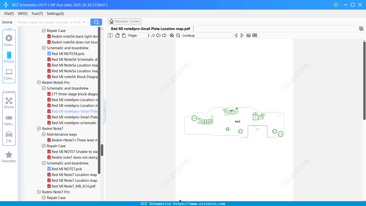 Xiaomi Redmi Note6pro-Small Plate Location Map
